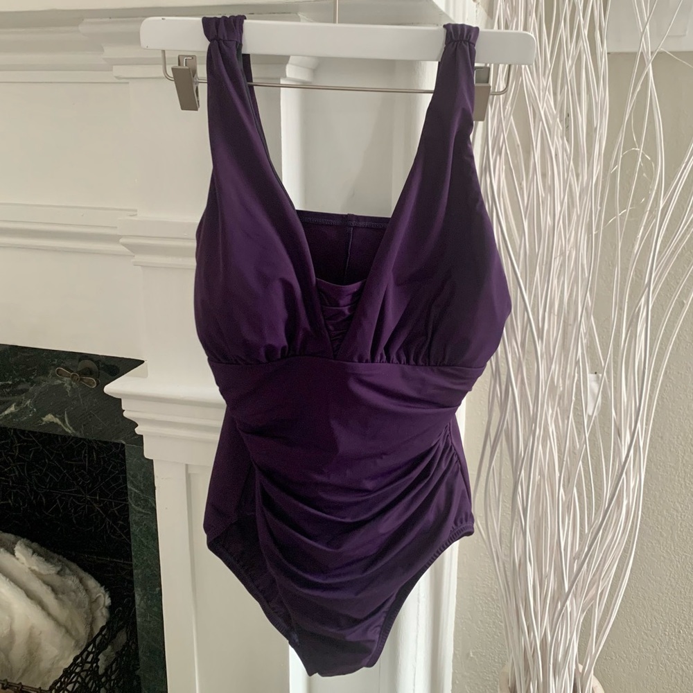 Lands End swimsuit Grecian tummy blackberry - Picture 7 of 7